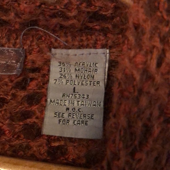 Rust Colored Hooded Mid-length Cardigan Sweater - Picture 3 of 5